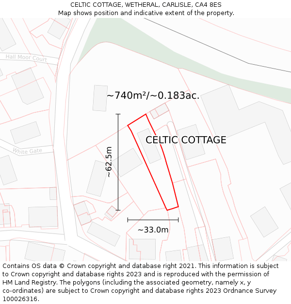 CELTIC COTTAGE, WETHERAL, CARLISLE, CA4 8ES: Plot and title map