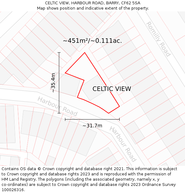 CELTIC VIEW, HARBOUR ROAD, BARRY, CF62 5SA: Plot and title map