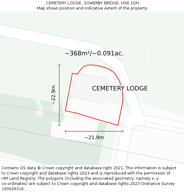 CEMETERY LODGE, SOWERBY BRIDGE, HX6 1DN: Plot and title map