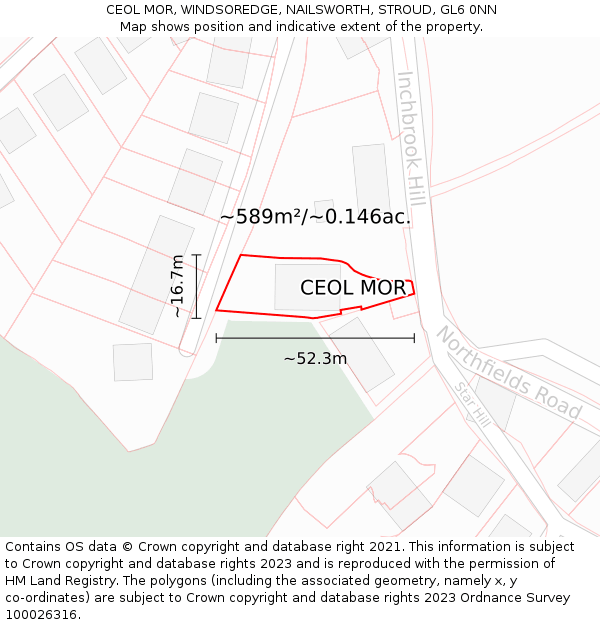 CEOL MOR, WINDSOREDGE, NAILSWORTH, STROUD, GL6 0NN: Plot and title map