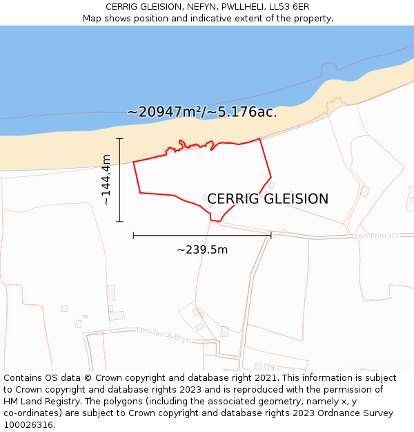 CERRIG GLEISION, NEFYN, PWLLHELI, LL53 6ER: Plot and title map