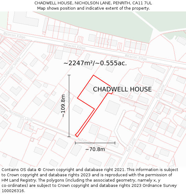 CHADWELL HOUSE, NICHOLSON LANE, PENRITH, CA11 7UL: Plot and title map