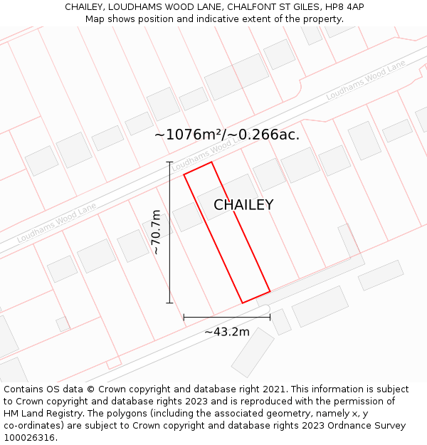 CHAILEY, LOUDHAMS WOOD LANE, CHALFONT ST GILES, HP8 4AP: Plot and title map