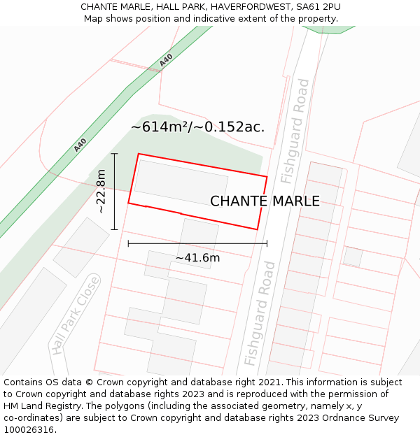 CHANTE MARLE, HALL PARK, HAVERFORDWEST, SA61 2PU: Plot and title map