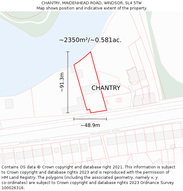 CHANTRY, MAIDENHEAD ROAD, WINDSOR, SL4 5TW: Plot and title map