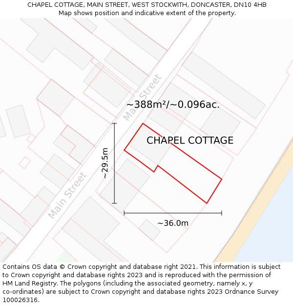 CHAPEL COTTAGE, MAIN STREET, WEST STOCKWITH, DONCASTER, DN10 4HB: Plot and title map