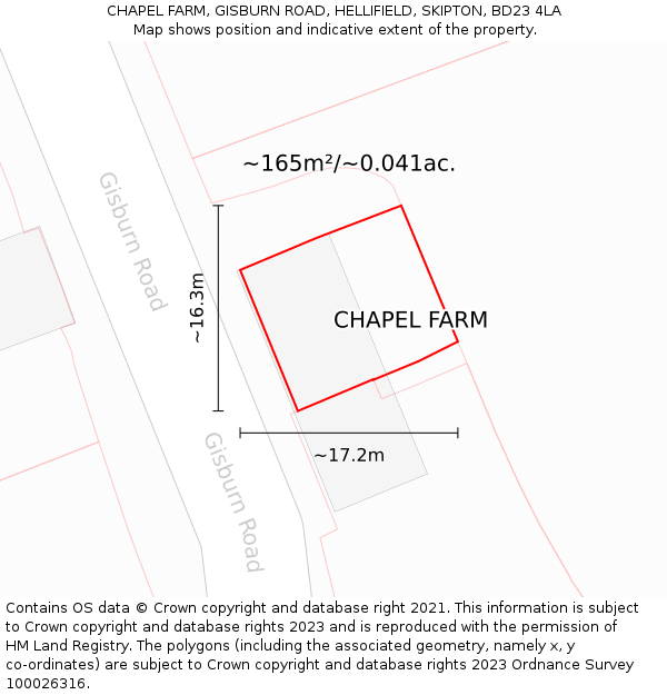 CHAPEL FARM, GISBURN ROAD, HELLIFIELD, SKIPTON, BD23 4LA: Plot and title map