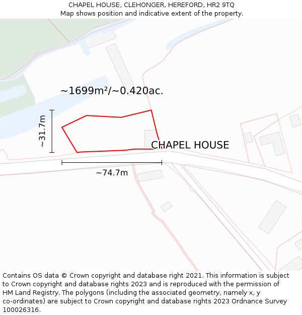 CHAPEL HOUSE, CLEHONGER, HEREFORD, HR2 9TQ: Plot and title map
