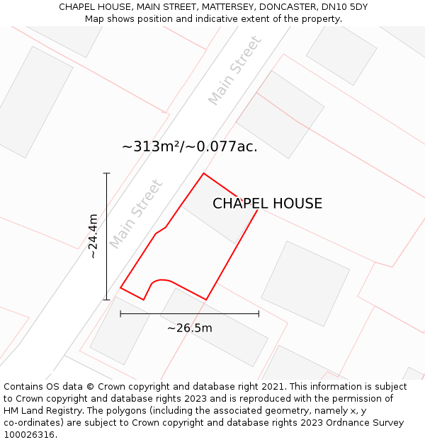 CHAPEL HOUSE, MAIN STREET, MATTERSEY, DONCASTER, DN10 5DY: Plot and title map