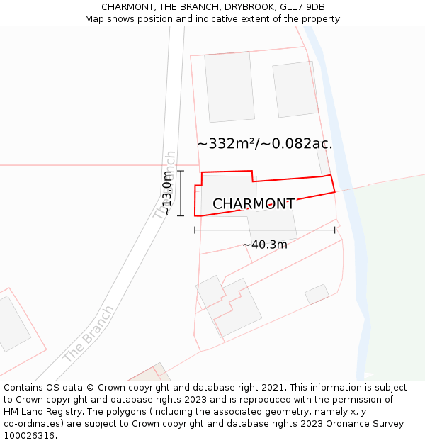 CHARMONT, THE BRANCH, DRYBROOK, GL17 9DB: Plot and title map