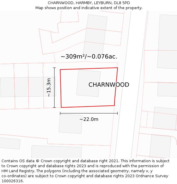 CHARNWOOD, HARMBY, LEYBURN, DL8 5PD: Plot and title map