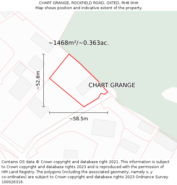 CHART GRANGE, ROCKFIELD ROAD, OXTED, RH8 0HA: Plot and title map