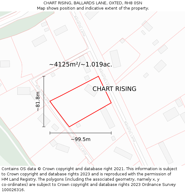 CHART RISING, BALLARDS LANE, OXTED, RH8 0SN: Plot and title map