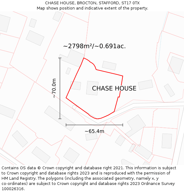 CHASE HOUSE, BROCTON, STAFFORD, ST17 0TX: Plot and title map