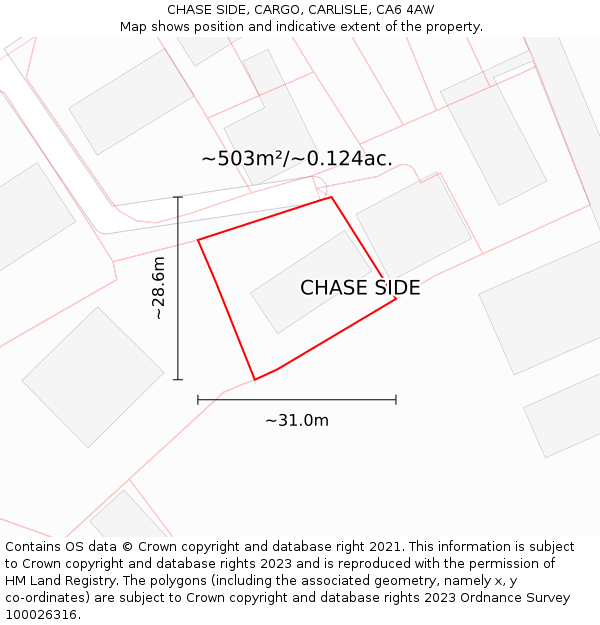 CHASE SIDE, CARGO, CARLISLE, CA6 4AW: Plot and title map