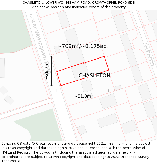CHASLETON, LOWER WOKINGHAM ROAD, CROWTHORNE, RG45 6DB: Plot and title map