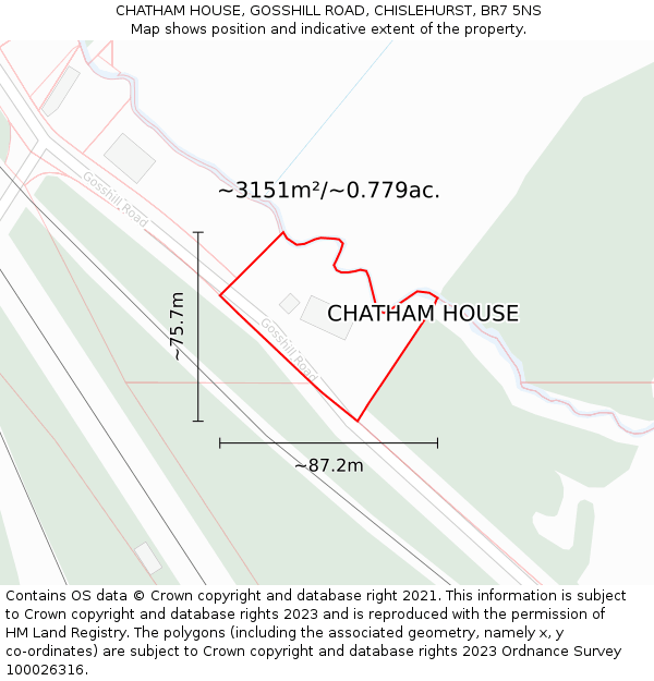 CHATHAM HOUSE, GOSSHILL ROAD, CHISLEHURST, BR7 5NS: Plot and title map