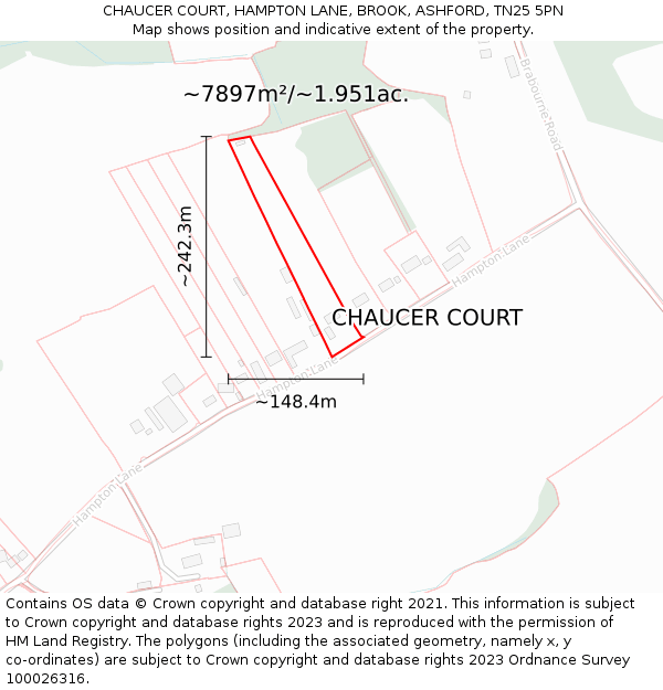 CHAUCER COURT, HAMPTON LANE, BROOK, ASHFORD, TN25 5PN: Plot and title map