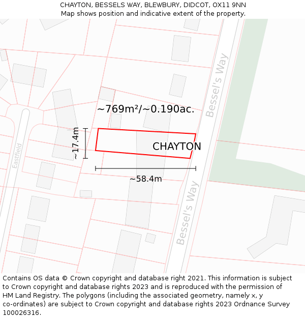 CHAYTON, BESSELS WAY, BLEWBURY, DIDCOT, OX11 9NN: Plot and title map