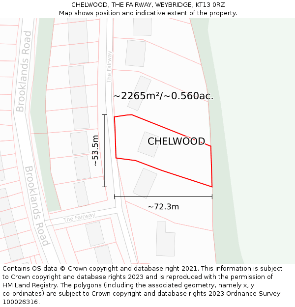 CHELWOOD, THE FAIRWAY, WEYBRIDGE, KT13 0RZ: Plot and title map