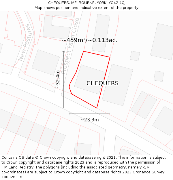 CHEQUERS, MELBOURNE, YORK, YO42 4QJ: Plot and title map