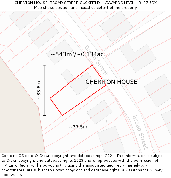 CHERITON HOUSE, BROAD STREET, CUCKFIELD, HAYWARDS HEATH, RH17 5DX: Plot and title map