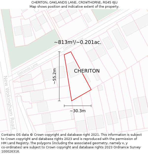 CHERITON, OAKLANDS LANE, CROWTHORNE, RG45 6JU: Plot and title map