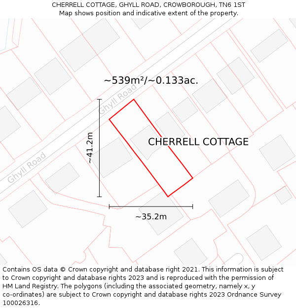 CHERRELL COTTAGE, GHYLL ROAD, CROWBOROUGH, TN6 1ST: Plot and title map