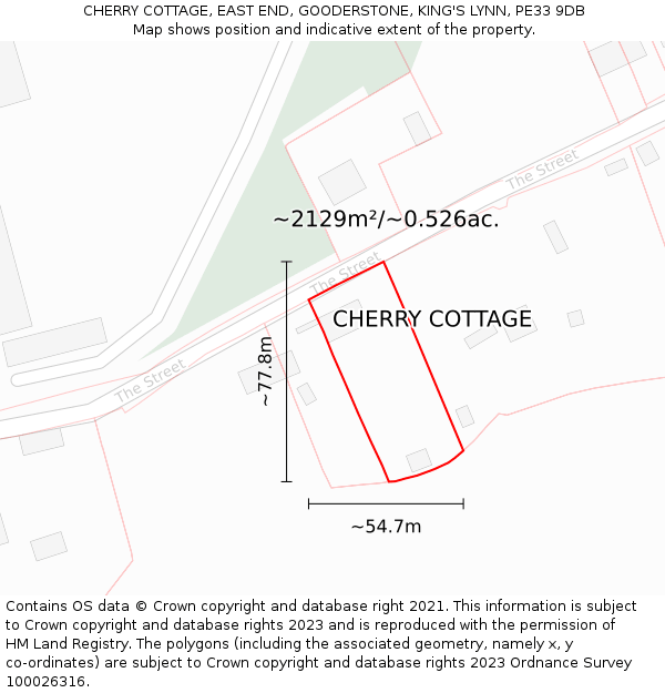 CHERRY COTTAGE, EAST END, GOODERSTONE, KING'S LYNN, PE33 9DB: Plot and title map