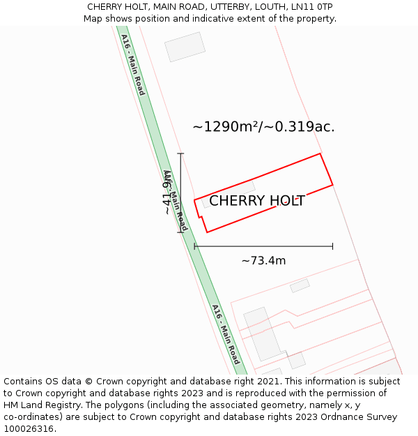 CHERRY HOLT, MAIN ROAD, UTTERBY, LOUTH, LN11 0TP: Plot and title map