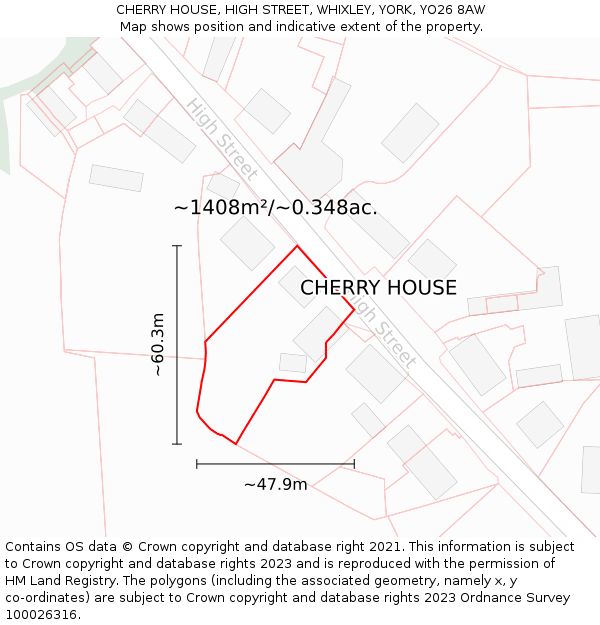 CHERRY HOUSE, HIGH STREET, WHIXLEY, YORK, YO26 8AW: Plot and title map
