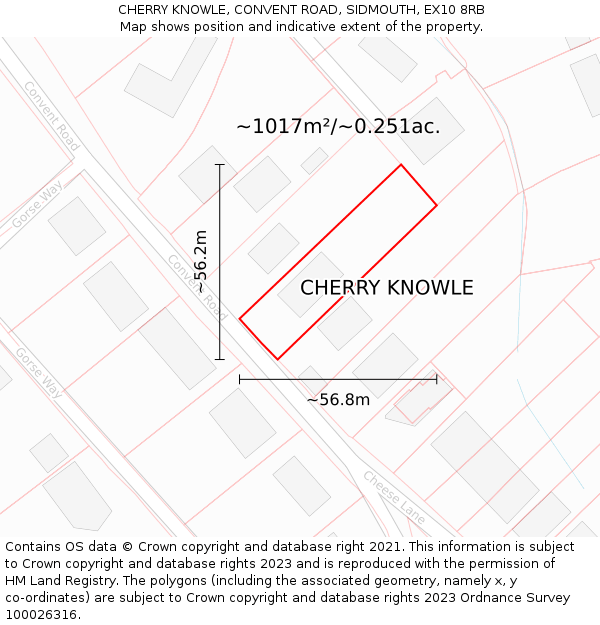 CHERRY KNOWLE, CONVENT ROAD, SIDMOUTH, EX10 8RB: Plot and title map