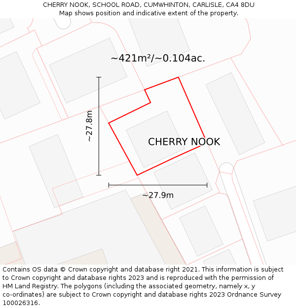 CHERRY NOOK, SCHOOL ROAD, CUMWHINTON, CARLISLE, CA4 8DU: Plot and title map