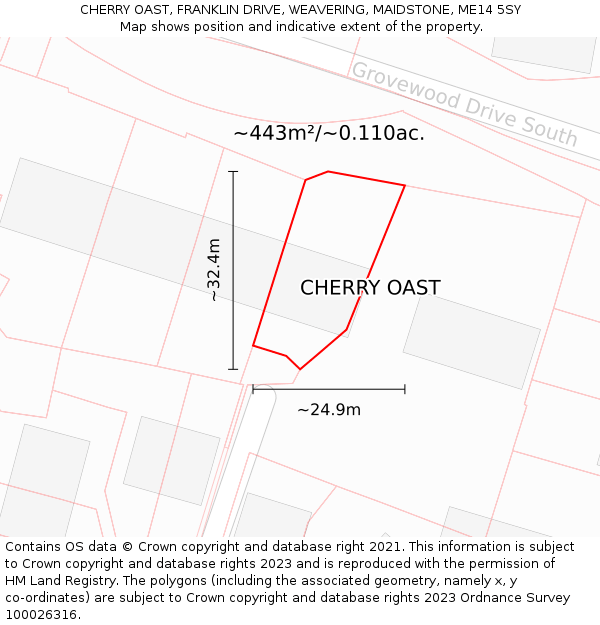 CHERRY OAST, FRANKLIN DRIVE, WEAVERING, MAIDSTONE, ME14 5SY: Plot and title map