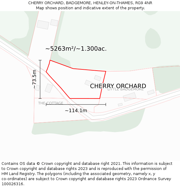 CHERRY ORCHARD, BADGEMORE, HENLEY-ON-THAMES, RG9 4NR: Plot and title map