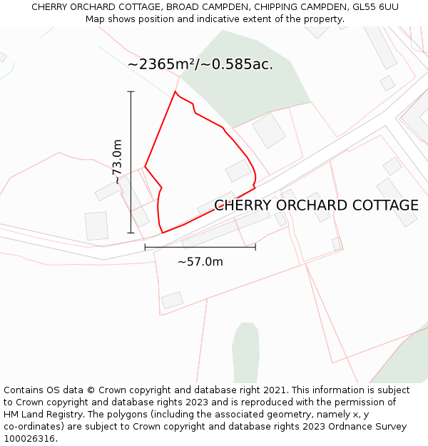 CHERRY ORCHARD COTTAGE, BROAD CAMPDEN, CHIPPING CAMPDEN, GL55 6UU: Plot and title map