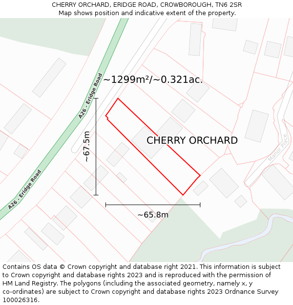 CHERRY ORCHARD, ERIDGE ROAD, CROWBOROUGH, TN6 2SR: Plot and title map