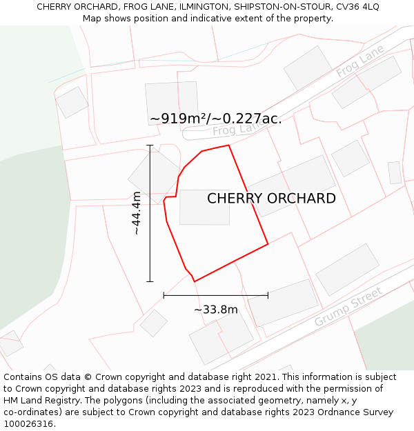 CHERRY ORCHARD, FROG LANE, ILMINGTON, SHIPSTON-ON-STOUR, CV36 4LQ: Plot and title map