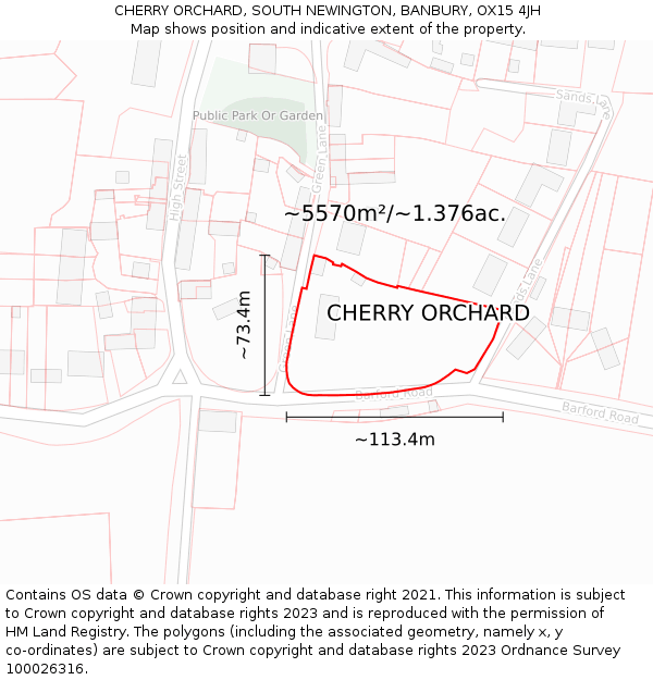 CHERRY ORCHARD, SOUTH NEWINGTON, BANBURY, OX15 4JH: Plot and title map