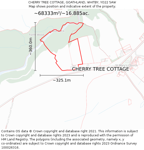 CHERRY TREE COTTAGE, GOATHLAND, WHITBY, YO22 5AW: Plot and title map