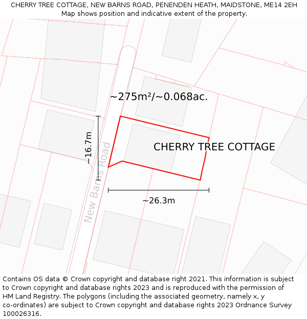 CHERRY TREE COTTAGE, NEW BARNS ROAD, PENENDEN HEATH, MAIDSTONE, ME14 2EH: Plot and title map