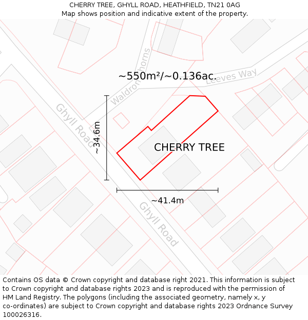 CHERRY TREE, GHYLL ROAD, HEATHFIELD, TN21 0AG: Plot and title map