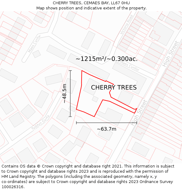 CHERRY TREES, CEMAES BAY, LL67 0HU: Plot and title map