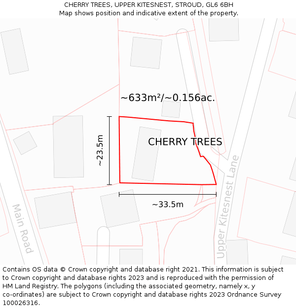 CHERRY TREES, UPPER KITESNEST, STROUD, GL6 6BH: Plot and title map