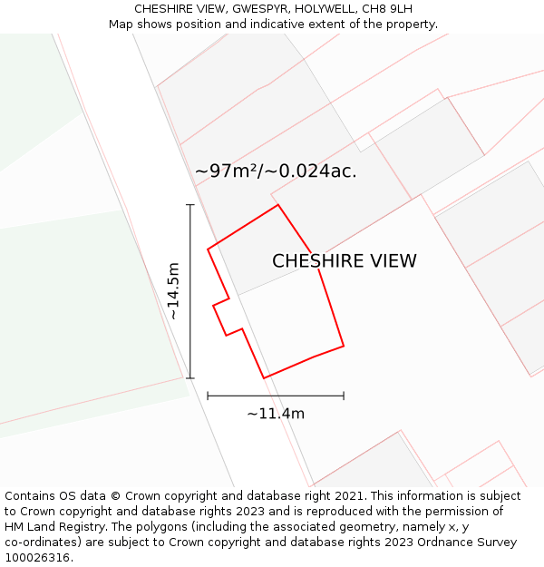 CHESHIRE VIEW, GWESPYR, HOLYWELL, CH8 9LH: Plot and title map
