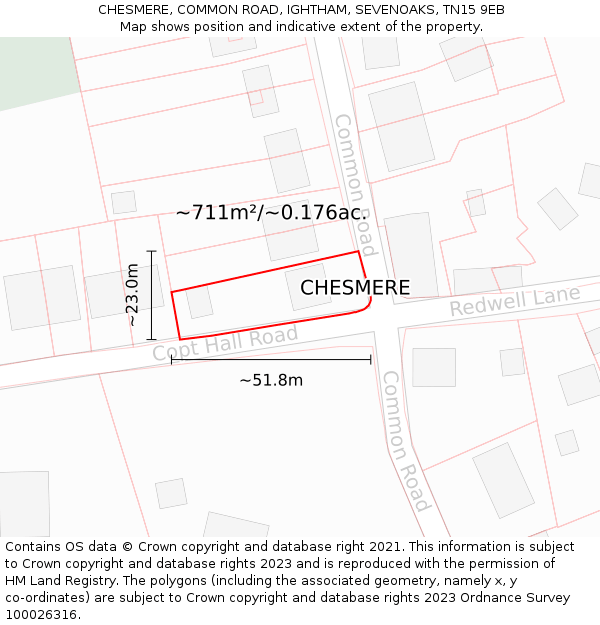 CHESMERE, COMMON ROAD, IGHTHAM, SEVENOAKS, TN15 9EB: Plot and title map