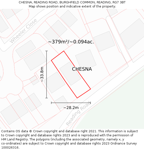 CHESNA, READING ROAD, BURGHFIELD COMMON, READING, RG7 3BT: Plot and title map