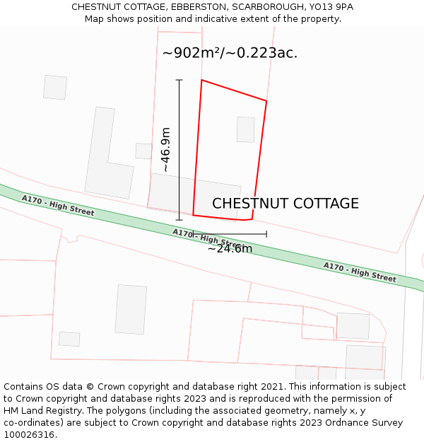 CHESTNUT COTTAGE, EBBERSTON, SCARBOROUGH, YO13 9PA: Plot and title map