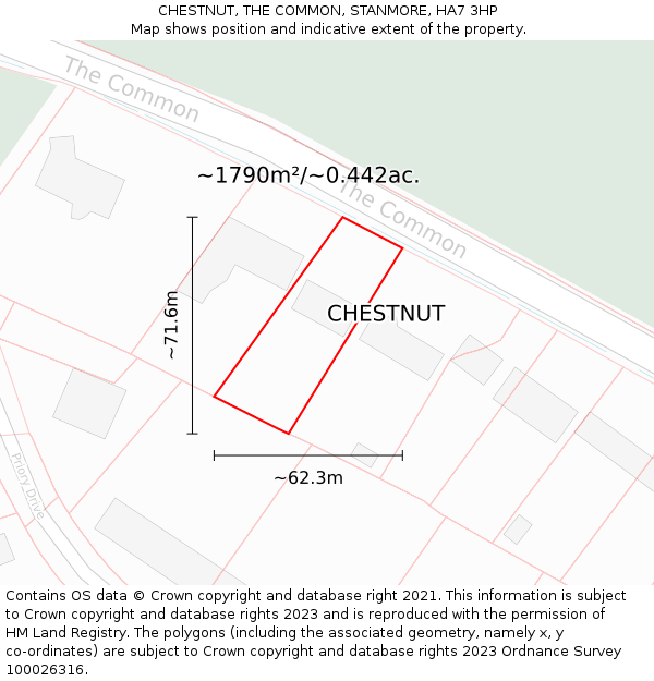 CHESTNUT, THE COMMON, STANMORE, HA7 3HP: Plot and title map