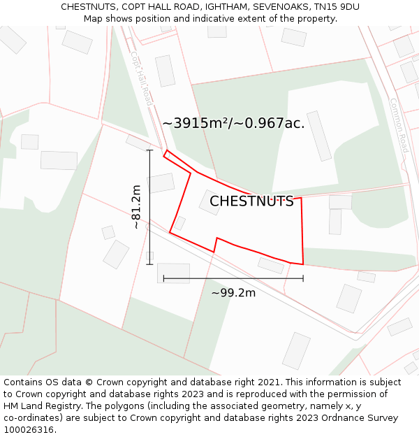 CHESTNUTS, COPT HALL ROAD, IGHTHAM, SEVENOAKS, TN15 9DU: Plot and title map